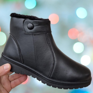 Дамски зимни боти с цип и топъл хастар в черно