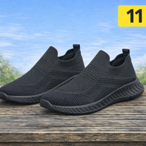 Дишащи ластични безшевни маратонки в черно